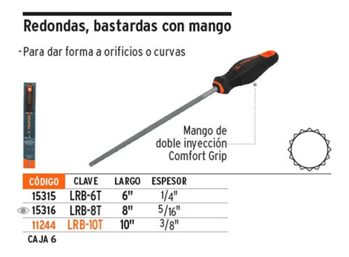 Lima Redonda Acero Mango Truper 6 Pulgadas Bastarda 1
