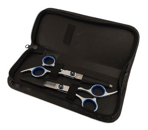 Kit Barbería Peluquería Estuche Tijeras Navaja Rociador Quit 1