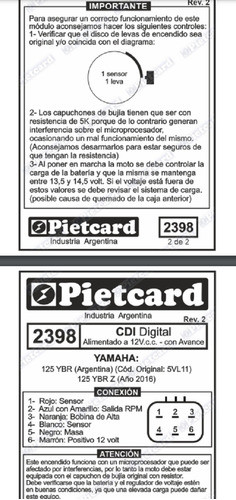 Cdi Yamaha Ybr125 Bateria Con Salida Cta Vueltas Pietcard Ar 1