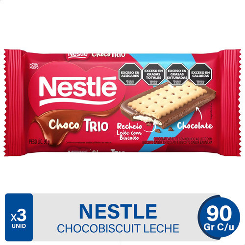 Chocolate Nestle Chocotrio Leche Cookies & Cream - Pack X3 0