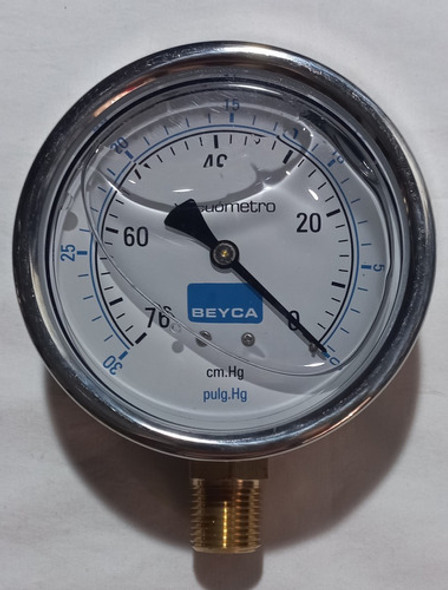 Vacuometro Beyca  100mm 1/2 Inf. -76cm.hg Con Glicerina 0