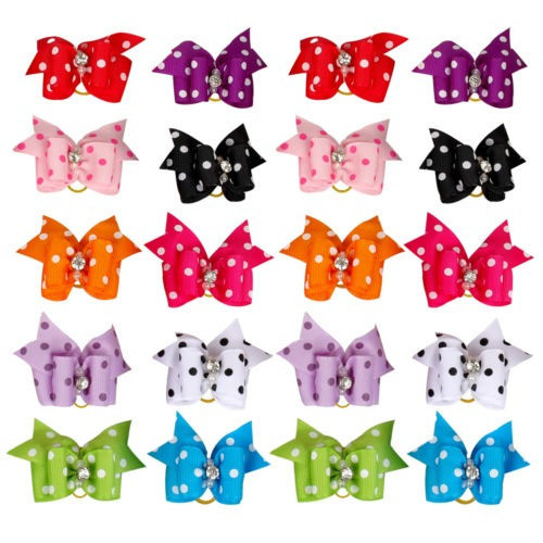 50pcs Lindo Diamante Punto Impresión Gato Perro Pelo Arco Na 0