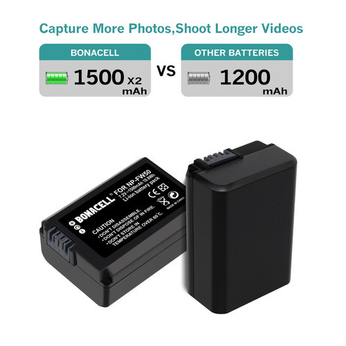 2 Baterías Np-fw50 Para Sony A5000 A5100 A7r Nex 7 6 5tl 5n 1