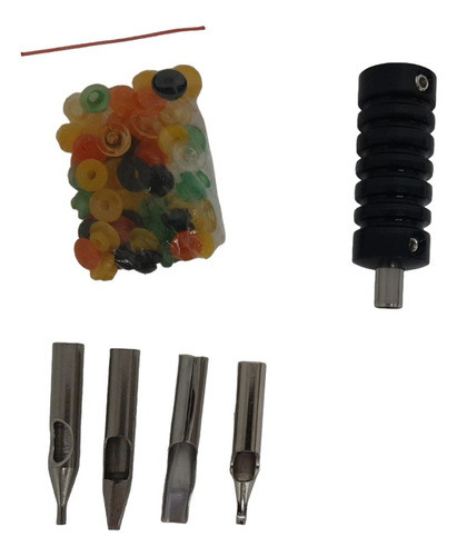 Grip Biqueiras Preta Para Tatuagem Mais 4 Ponteiras De Aço 0