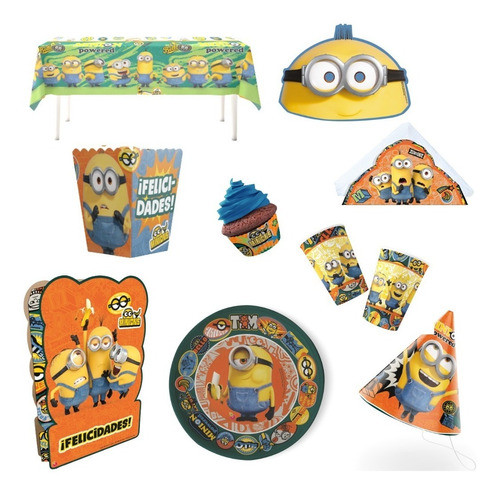 Combo Minions X 20 Chicos Mi Villano Favorito Piñata Platos 0
