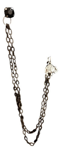Prendedor Con Cadena Elefante Y Gema Chica Negra Par Camisa 0