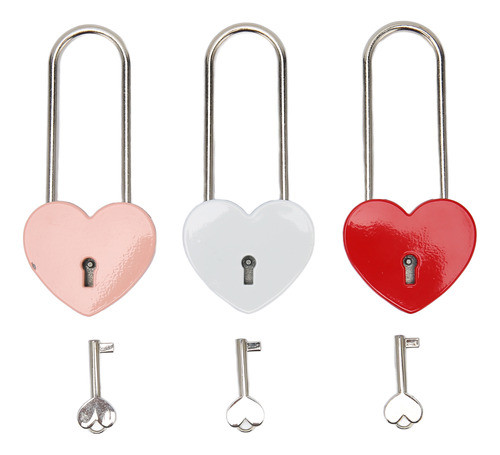 Love Lock For Bridge, 3 Peças, Cadeado Em Forma De Coração, 0
