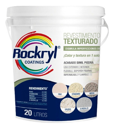 Revestimiento Texturado 20 Lt Rockryl Impermeable Rodilo Esp 0