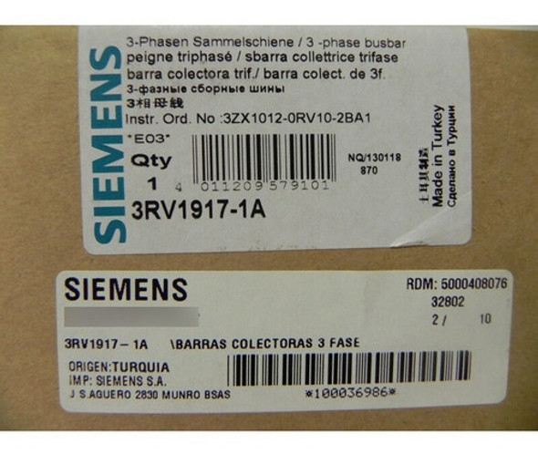 Base Colectora 3rv19 Con Alim Izq 400v 63amp Siemens 1