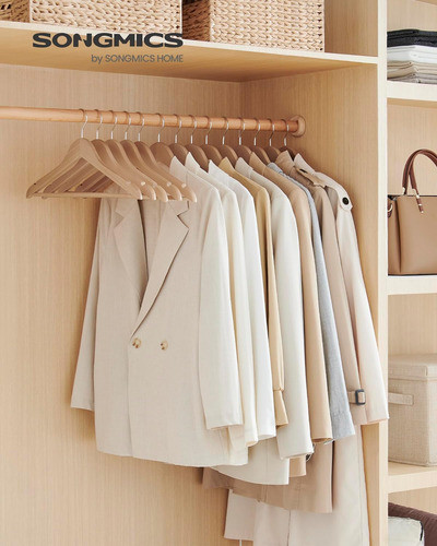 Perchas Madera Barra Pantalones Songmics 24un Beige Natural 1