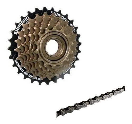 Piñon Shimano  + Cadena Shimano Rosca 7 Vel - Kit Full Salas 1