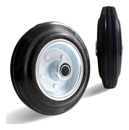 2 Rodas Borracha Maciça 8  -203mm Rolamento Rolete Beltools 0