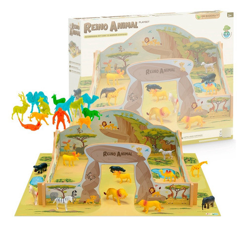 Brinquedo Floresta Animais Reino Animal Cenário Playset 0