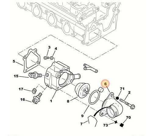 Tapa Termostato Peugeot 306 406 Xsara 1.8 16v / 2.0 16v 1