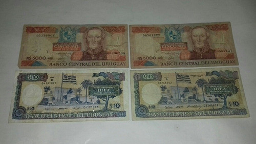 Lote 4 Billetes Pesos Uruguayos $ 2300 El Lote Completo 0