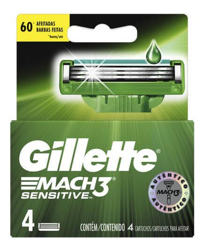 Repuesto Afeitadora Gillette Mach3 Sensitive Dispenser X4 1