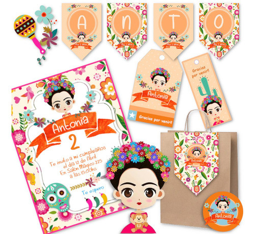 Kit Imprimible Frida Invitaciones Candy Bar Editable 0