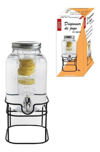 Frasco Crystal Rock Dispenser 4 Lts Con Infusor Y Soporte 1