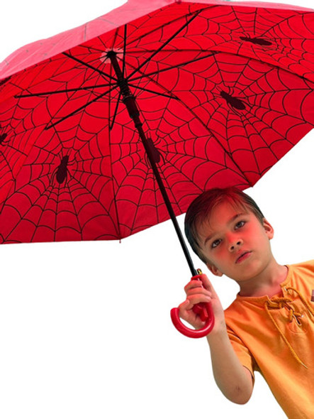 Guarda Chuva Infantil Aranha Automático Vermelho Apito Herói 0
