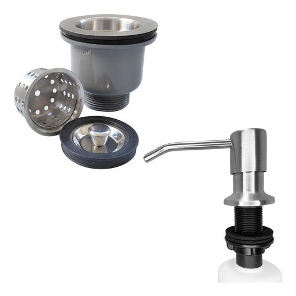 Valvula Pia Cozinha 3 1/2 E Dosador De Detergente 500ml Inox 0 Valvula Pia Cozinha 3 1/2 E Dosador De Detergente 500ml Inox 0