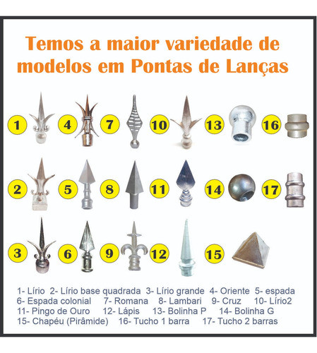 90 Pontas De Lança Modelo Lírio Grande Base Larga 1 Polegada 1
