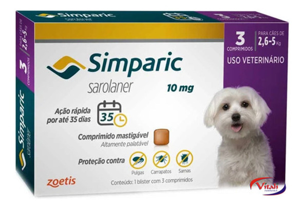 Simparic Remédio Para Carrapatos,pulgas E Sarnas 0