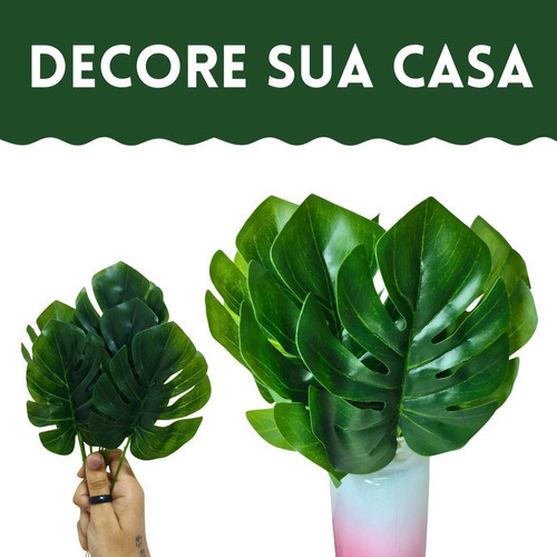 Kit 6 Mini Costela De Adão Artificial Folhagem Decoração 1