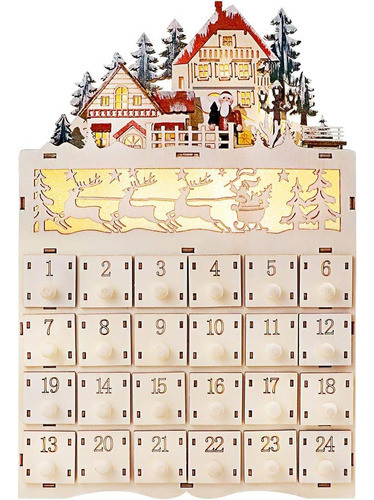 Calendario Adviento Navideño 24 Cajones Topnew Luces Led 0