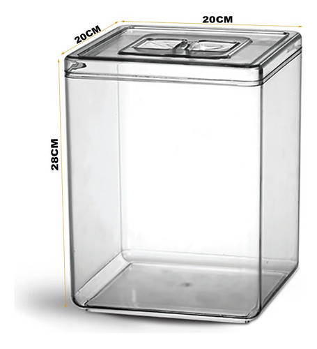 6 Potes Quadrado Acrílico Com Tampa Para Cereais 10 Lts 1