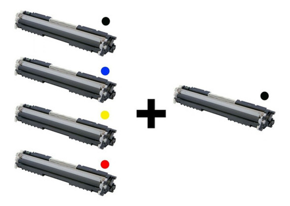 Kit 4 Toners + 1 Toner Preto Para Impressora Cp1025 M175a 0