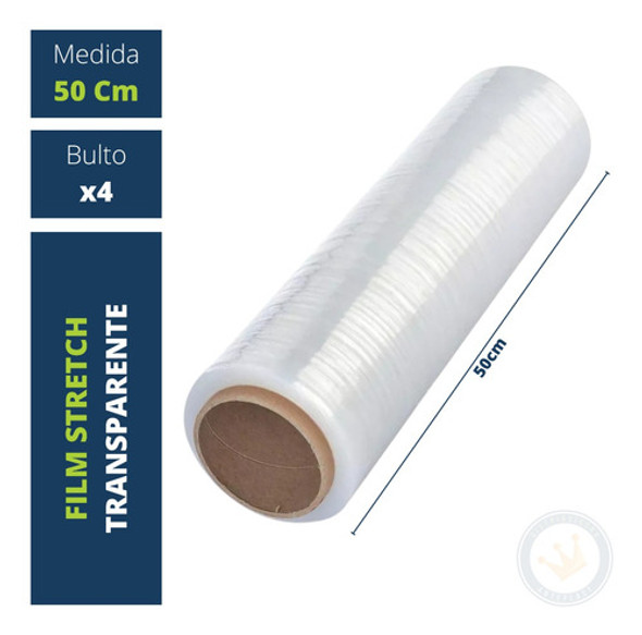 Rollo X4 Film Stretch Virgen Transparente 50cm Manual 4.5kg 1