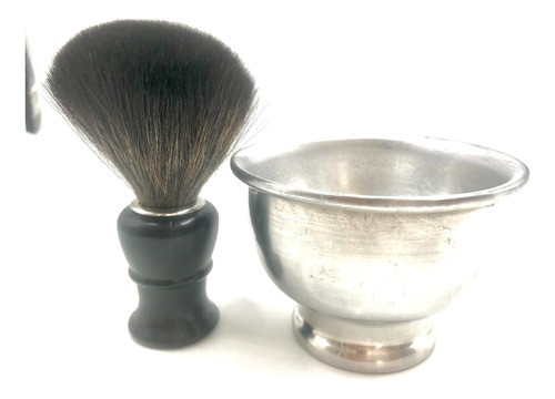 Pincel De Barba Pelo De Texugo  E Saboeira De Aluminio 0