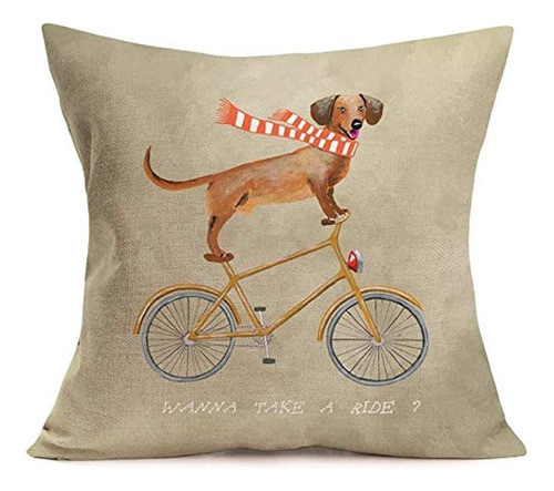 Aremazing Lovely Animal Dog Throw Pillow Covers Algodón Lino 0