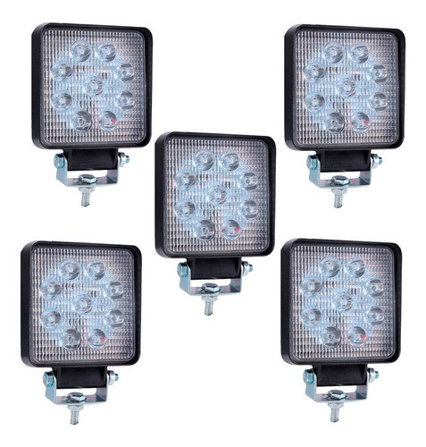 Kit Led 5 Faros 9 Leds Auxiliar Auto Camioneta Moto 12v 27w 0