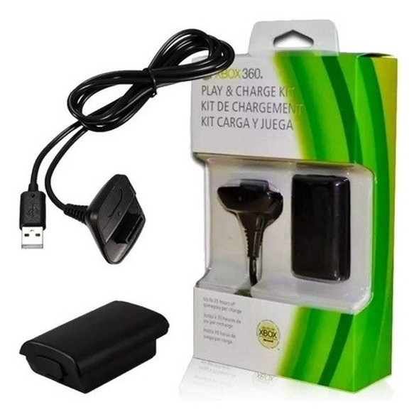Bateria Para Xbox 360 + Cable 2,5  Metros Carga 4800 Mah 0