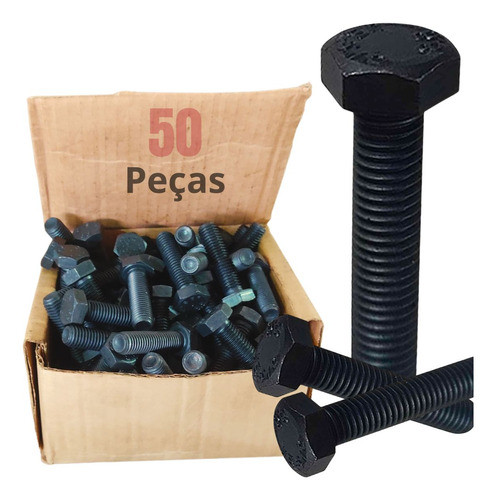 50 Un Parafuso Sextavado M05 X 10mm Aço 8.8 Inteira Fio 0,8 0
