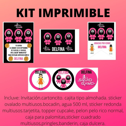 Kit Imprimible Candy Bar - Juego Del Calamar 1