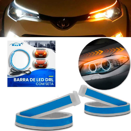 Par Fita Barra Led 60cm Flexível Farol Drl + Seta Externo 1