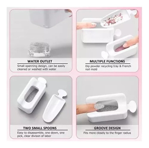 Bandeja Doble Polvo Dipping Strass Uñas Sistema De Reciclado 1