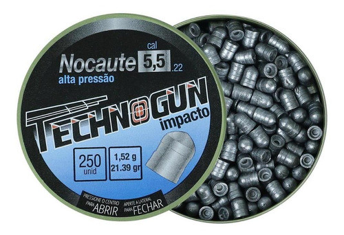 Chumbinho 5.5 Technogun Nocaute Impacto 22grains 750unidades 1