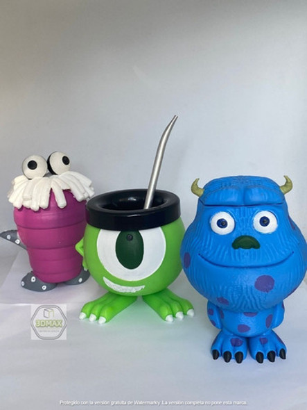 Set Mate Casco Monster Inc Azucarera Yerbera + Bombilla 1