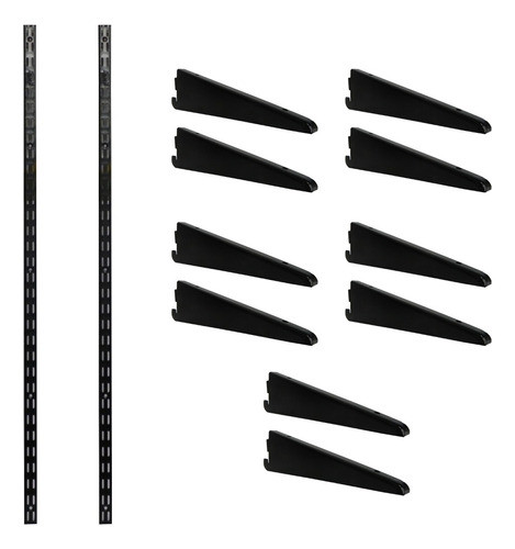 Mensula Para Riel 37cm X 5 Pares Riel 1mts Reforzado Negro 0