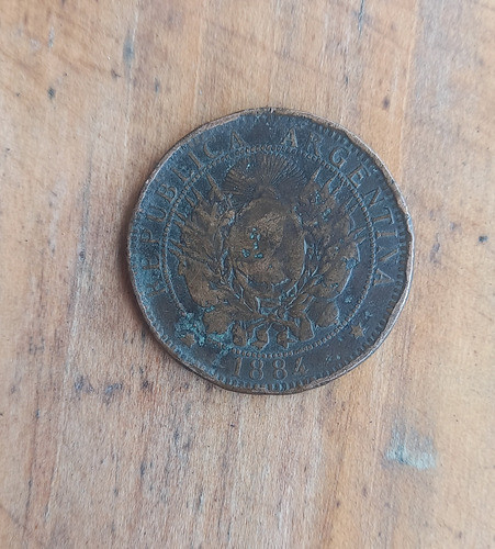 D-argentina Moneda Nacional 2 Centavos Patacon 1884 Cobre 0