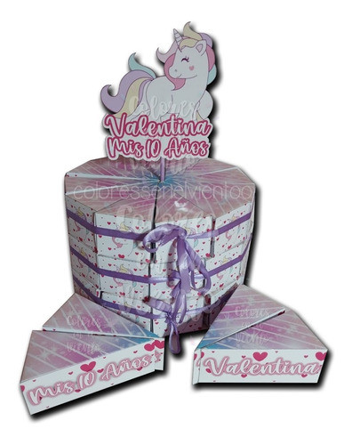Torta Golosinera Cajitas Personalizadas Unicornio Piso X24 1