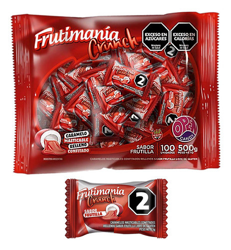 Caramelos Masticables Frutimania Sabor Frutilla 500gr 0