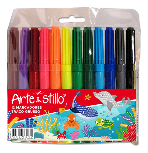 Marcadores Punta Gruesa Plumones X 12 Arte Colores Marcador 0