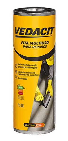 Manta Asfáltica Auto Adesivo Aluminio Vedacit 45cm 10m Telha 0