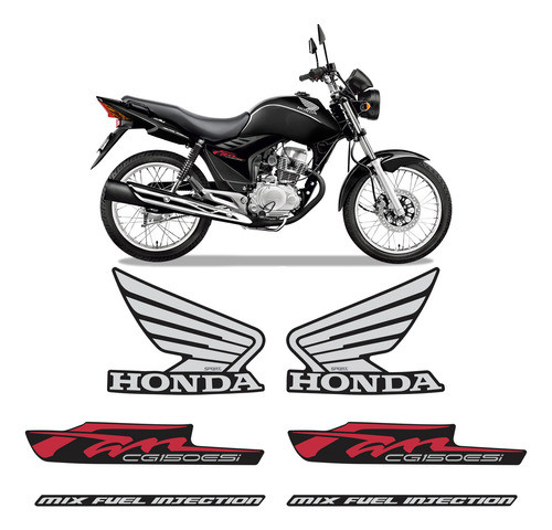 Kit Adesivos Honda Cg Fan 150 Esi 2012/2013 Moto Preta 0