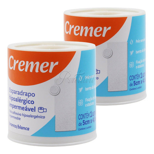 Esparadrapo Branco Impermeável 5cm X 4,5m Hipoalérgico 2 Un 0
