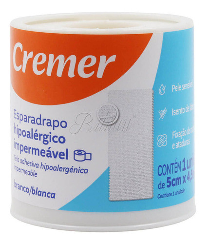 Esparadrapo Branco Impermeável 5cm X 4,5m Hipoalérgico 2 Un 1